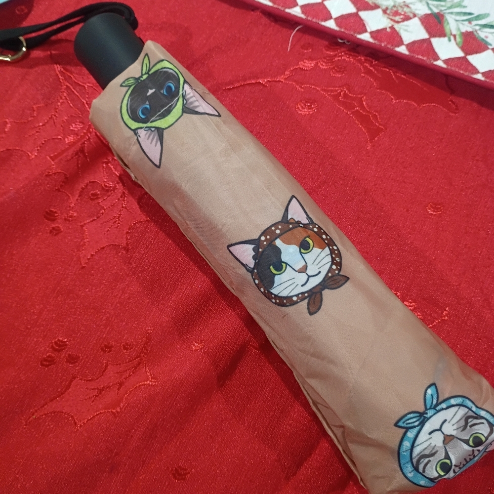 Cat print umbrella With Keychain